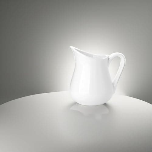 Nucookery 8 Oz Classic White Fine Porcelain Creamer with Handle,Small Creamer Pitcher For Sauces Salad Coffee Milk More,Microwave & Freezer Safe (8-Ounce, Set/1) thumbnail 5