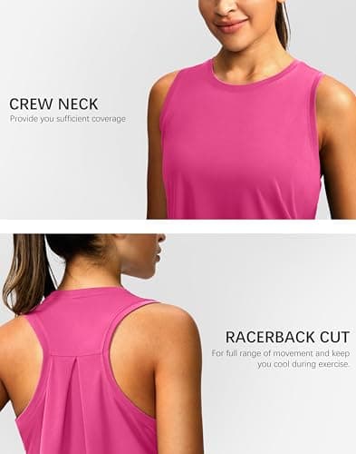Women's Workout Tops Racerback Athletic Tank Tops Sleeveless Loose Fit Yoga Running Gym Shirts for Women(Magenta,L) thumbnail 5