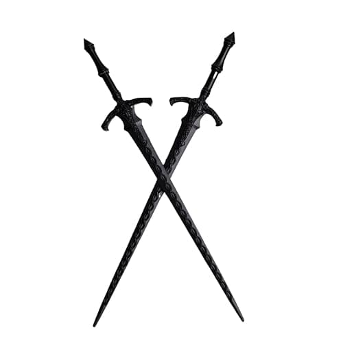 LANGHONG 2PCS Retro Viking Hair Sticks – Black Gothic Metal Sword Hair Pins for Women, Perfect for Renaissance Festivals, Halloween, Thick Hair & Updos (RLAL) thumbnail 3