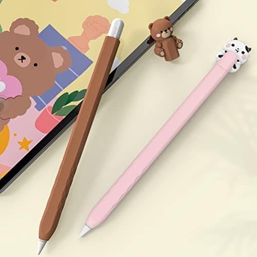 NIUTRENDZ Cute Bear Apple Pencil Case for Apple Pencil 2nd Generation Case Silicone Protective Cover Sleeve Skin Accessories (Strawberry Pink, Apple Pencil 2nd Generation) thumbnail 2