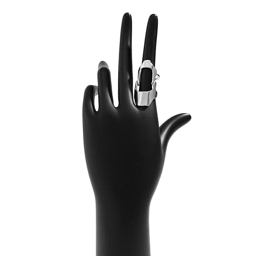 LARVOVUE Gothic Armor Full Joint Ring for Men Women Punk Cool Cosplay Party Knuckle Joint Finger Rings (Silver 2 Style) thumbnail 6