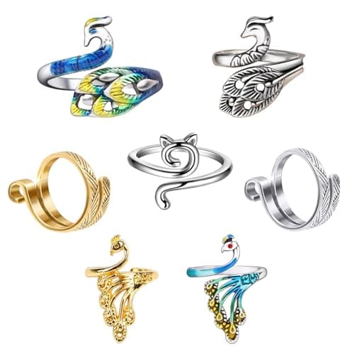 Ubuymart Crochet Ring 7 Pack Knitting Crochet Ring for Finger, Adjustable Crochet Ring Knitting Crochet Tension Rings for Crocheting, Open Yarn Guide Finger Holders, Crochet Accessories- Multicolor - Image 1