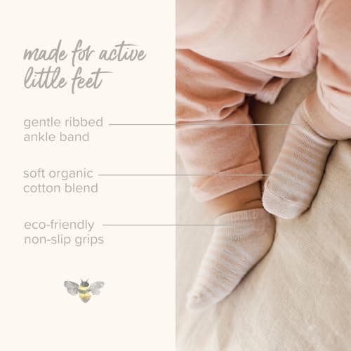 Burt’s Bees Baby Baby Girls' Ankle Socks with Non-Slip Grips, Organic Soft Cotton Toddler Socks Baby Essential, 6-Pack thumbnail 6