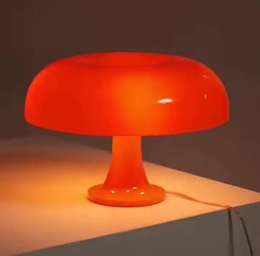 KONTARBOOR Lampe de Table LED - Champignon Vintage – Abat-Jour Orange Laqué, Style Rétro, USB, Interrupteur Rotatif, Décoration Salon ou Chambre thumbnail 6
