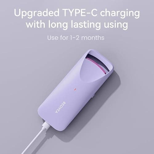BEOVEA Heated Eyelash Curler - Travel Electric Lash Curler with Heat Sensitive Silicone Pad Fast Heat up whin 8s 24hrs Long Lasting Mini Size Rechargeable to Style Natural Eyelashes thumbnail 5