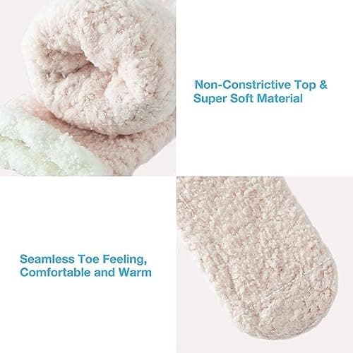 Bulinlulu Fuzzy Socks With Grips for Women 5-Pairs Non Slip Sleep Warm Fluffy Slipper Socks Mother's Day Gifts for women thumbnail 5