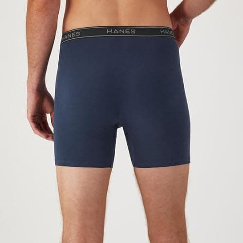 Hanes Men's Underwear Boxer Briefs Pack, Cool & Breathable Cotton Moisture-Wicking Underwear for Men, No Ride Up thumbnail 3