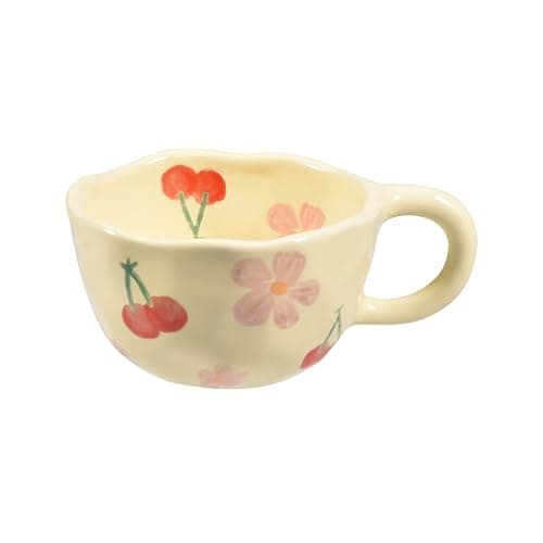 Koythin Ceramic Coffee Mug, Creative Flower Cup for Office and Home, Dishwasher and Microwave Safe, 8.5 oz/250 ml for Latte Tea Milk, Suitable for Mom on Mother's Day (Pink Cherry) - Image 1