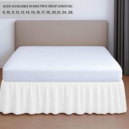 SGI bedding 20 Inch Drop Ruffled Bed Skirt Queen Size - Classic Gathered Styling, Platform Style Dust Ruffle with Secure Fit, Split Corners, Wrinkle-Resistant Microfiber - White thumbnail 6