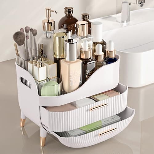Pajiriona Makeup Organizer with Drawers,Skincare Organizer for Vanity,Storage Box with Handle,Large Cosmetic Display Case for Dresser, Bathroom Countertop thumbnail 2