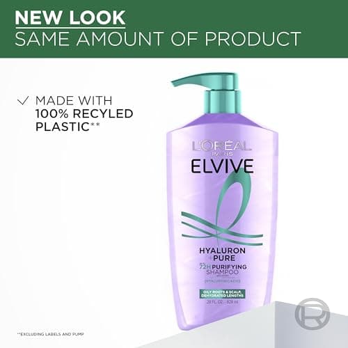 L'Oreal Paris Elvive Hyaluron + Pure 72H Purifying Shampoo for Oily Hair, Clarifying Shampoo with Salicylic Acid and Hyaluronic Acid, 28 Fl Oz thumbnail 9