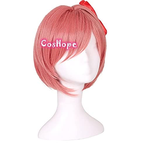 Oulores Doki Doki Literature Club Sayori Cosplay Wig Hair Role Play Halloween Christmas Comic Convention Costume Party Wigs + Wig Cap thumbnail 3