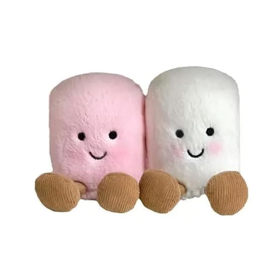 Pink and White Marshmallows Stuffed Toy, 3.5 inches-Food Plush-Fun Gift Idea - Image 1