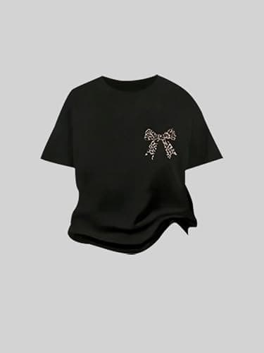 xueteox Girls Long Sleeve Sweatshirt 2 Piece, Bow Graphic Top and Pants Spring Fall Fashion Casual Clothes. thumbnail 3