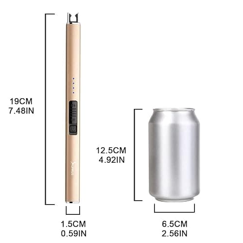 SUPRUS Electric Lighter Arc Windproof Flameless USB Rechargeable Lighter with Safety Lock for Candle BBQ Camping (Champagne Gold) thumbnail 2