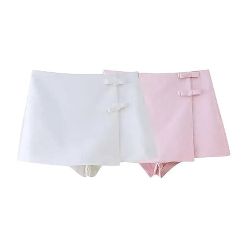 Women's Casual Shorts Office Solid High Waist Layered Bowknot Side Zipper Outdoor Short Pants thumbnail 2