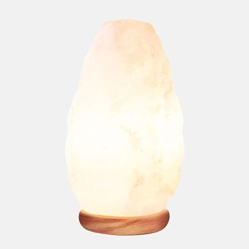 Himalayan Glow White Salt Crystal Lamp, Natural Salt Night Light, Hand Crafted Salt Lamps with Neem Wooden Base, Salts Lamp Bulb,(ETL Certified) Dimmer Switch | 5-7 LBS - Modern, Minimalist - Image 1