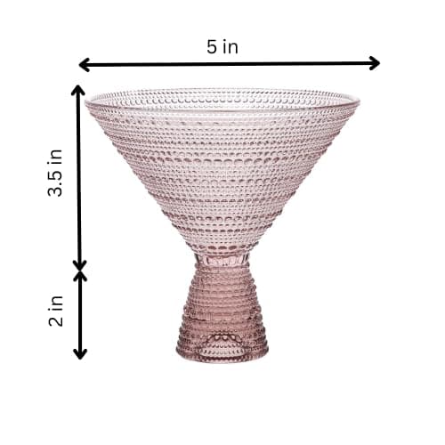 LEMONSODA Hobnail Pink Martini Glasses, Vintage Cocktail Glasses, Set of 4 thumbnail 5