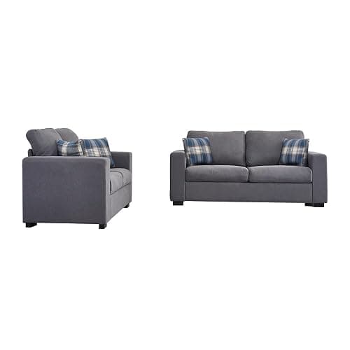 Panana Modern Linen Fabric Corner Settee - 2 Seater or 3 Seater, Compact Living Room Sofa with 2 Free Back Cushions (Grey) thumbnail 6