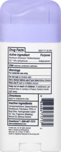 Sure Deodorant Invisible Solid, Unscented - 2.6 oz thumbnail 3