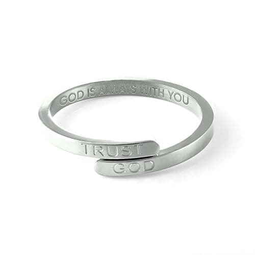 SILVER TRUST GOD RING with GIFT BOX (Adjustable) - Image 1