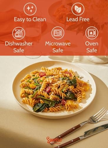 Sweese Porcelain Dinner Plates Set - 10 Inch Beige Round Dishes, 6-Pack, for Salad Serving, Scratch Resistant, Oven, Microwave Safe thumbnail 3