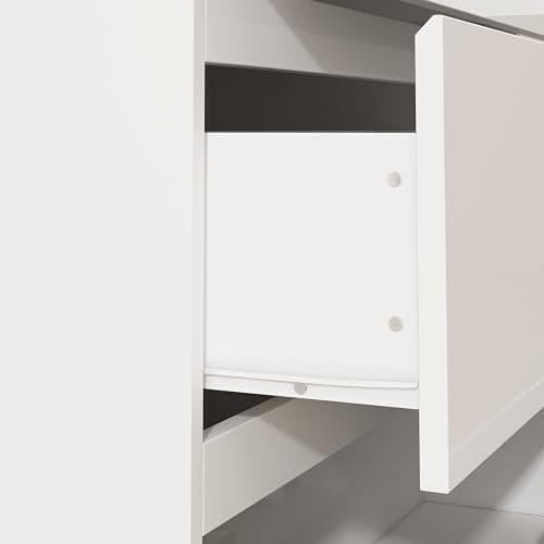 FUNISIR Nightstand with 3 Drawers, Modern Bedroom End Table with No Handle, Wooden Bedside Storage Cabinet, White 30.3" W x 32.3" H thumbnail 6