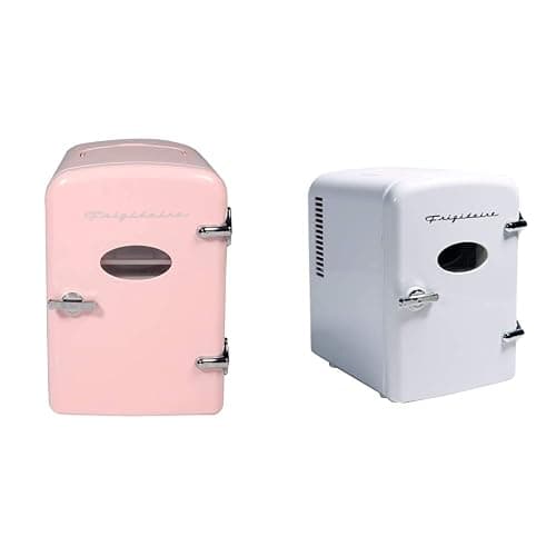 Frigidaire EFMIS175-PINK Portable Mini Fridge-Retro Extra Large 9-Can Travel Compact Refrigerator, Pink, 5 Liters & EFMIS129-WHITE 6 Can Beverage Cooler, White,4 Liters - Image 1