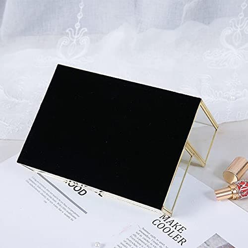 HARLIANGXY Makeup Organiser, Glass Makeup Brush Holder, Makeup Brush Pot, Cosmetic Organizer, Desktop Storage Box, Perfume Organiser for Dressing Table, Bedroom, Washroom - Gold thumbnail 4