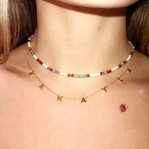 Custom Name Necklace Personalized, 18K Gold Plated Initial Choker Name Necklace Dainty Customize Letter Necklace for Women Girl thumbnail 2