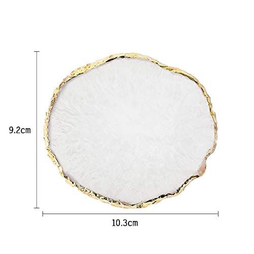 JASSINS Resin Nail Art Palette,Nail Art Painting Mixed Color Palette Gold Edge Nail Gel Color Makeup Display Board (White) thumbnail 2