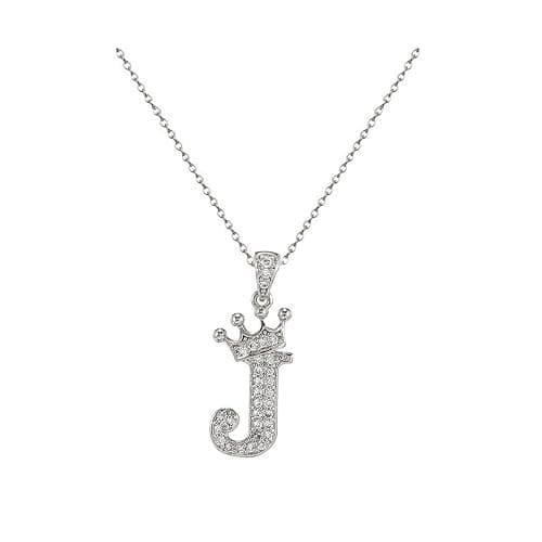 BELUCKIN Crown A-Z Initial Necklace Silver Plated Sparkling Crystal Monogram Letters Pendant Necklaces for Women Alphabet Name Jewelry Gift - Image 1