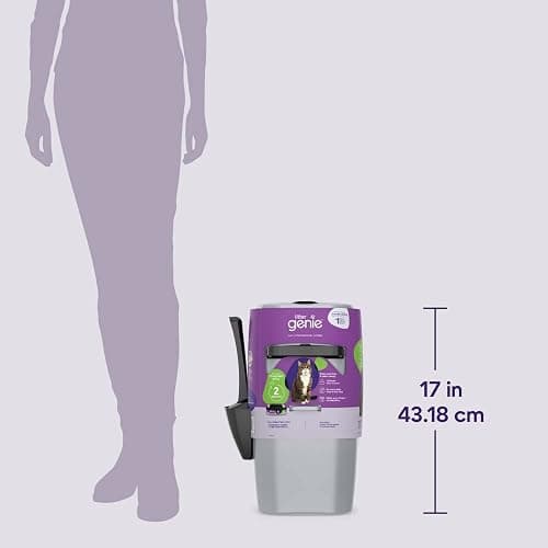 Litter Genie Standard Pail (Silver) | Cat Litter Box Waste Disposal System for Odor Control | Includes 1 Square Refill Bag thumbnail 9