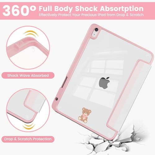PeculiChic Case Compatible with iPad Air 11 inch M3 2025 / M2 2024, iPad Air 5th 2022 / 4th Generation 10.9 Inch 2020, Shockproof Hybrid Slim Stand Cover with Clear Back Shell & Pencil Holder, Z005 thumbnail 6