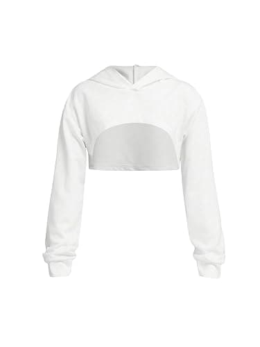 OYOANGLE Girl's Long Sleeve Drop Shoulder High Low Asymmetrical Hem Crop Hoodie Top - Image 1