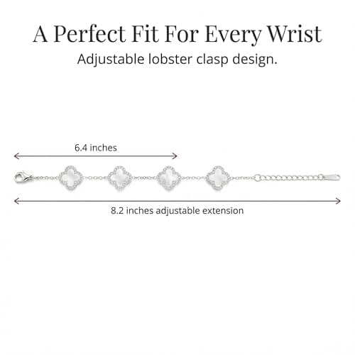 SHINYY Four Leaf Clover Bracelet for Women | 18K Gold Plated Cubic Zirconia Link Bracelet | 4 Leaf Lucky Jewelry Gift for Her thumbnail 6