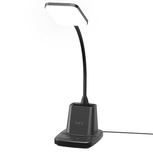 Sailstar LED Desk Lamp with 10W Wireless Charging & Pen Holder, Black | CRI 95, 800LM, Stepless Dimming, 3 Modes, 360°Flexible Arm, Touch, Study Table Lamp for Home Office, Dorm Room, with Adapter thumbnail 8