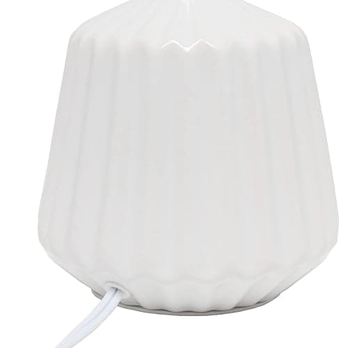 Simple Designs LT1120-OFF Petite Mini Pleated English Ceramic Base Table Lamp, Off White thumbnail 8