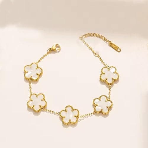 Lamdo 18K Gold Plated Womens Stackable Floral Gold Clover Bracelets Set Love Bangle Bracelets Non Tarnish, Gold Bracelet Set Trendy Jewelry,Gifts for Women's Day and Mother's Day - Gold - One Size thumbnail 3