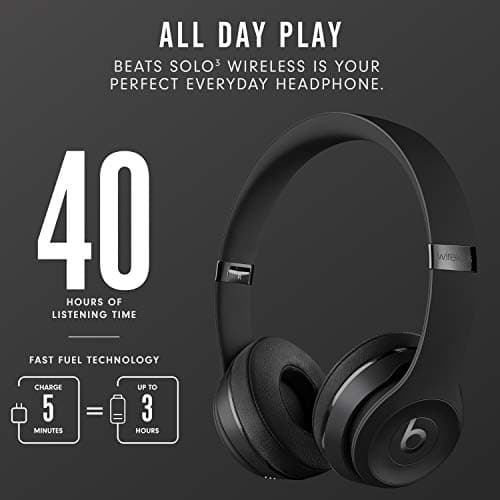 Beats Solo3 Wireless On-Ear Headphones - Apple W1 Headphone Chip, Class 1 Bluetooth, 40 Hours of Listening Time, Built-in Microphone - Black thumbnail 5