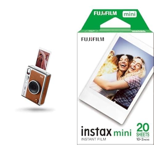 instax Mini Evo Marron Appareil Photo et imprimante avec écran LCD de 2,7 Pouces & Fujifilm instax - Twin Films pour Mini - 86 x 54 mm - 10 Feuilles x 2 Paquets = 20 Feuilles - Image 1