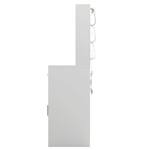 LIVELYGLOW Lighted Makeup Vanity Desk, 35.4“W x 15.7'”D x 54“H, White (with Lights and Mirror, Dimming Function, 2 Drawers and 1 Cabiniet, Open Shelves) by Boahaus thumbnail 9