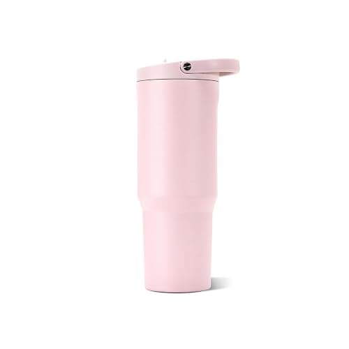 HydroJug Sport 32 oz Insulated Stainless Steel Water Bottle, Pink Sand | Triple wall insulated, circular flip straw, leak-resistant, swivel handle, removable rubber boot, BPA-free, dishwasher safe thumbnail 3