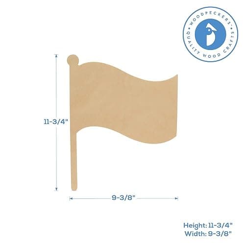Unfinished Wooden Flag Cutout, 12", Pack of 5 Wooden Shapes for Crafts and Summer and July 4th Decor and Crafting, by Woodpeckers thumbnail 3