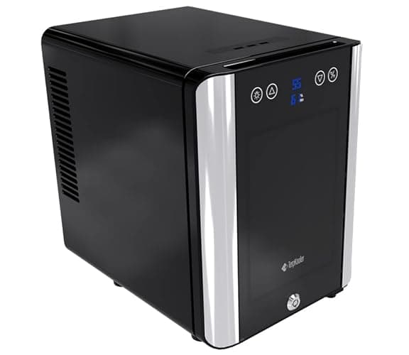 Terpkooler Essential Cooler Compact Portable Mini Fridge with Temp & Humidity Control, 3 USB Ports, Smoked Glass Shelves, Lockable UV Glass Door for Herbs, Oils, Cosmetics, and More thumbnail 8