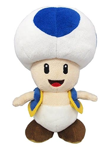 Little Buddy Super Mario All Star Collection 1588 Blue Toad Stuffed Plush, 7" - Image 1