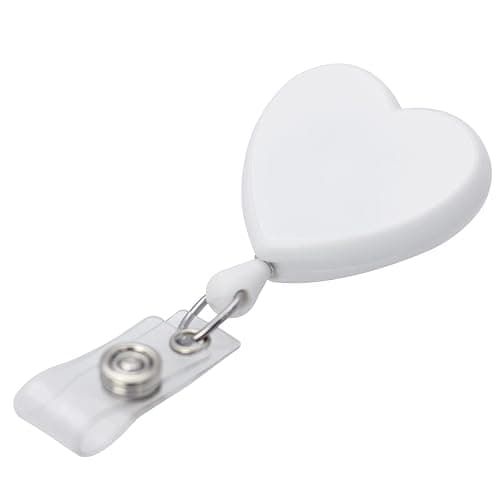 Specialist ID Heart Shaped Retractable Badge Reel with Rotating Swivel Spring Clip - Cute Heavy Duty Name Tag Reels for Nurses, Pediatrics, Teachers, EKG and More (White) thumbnail 3