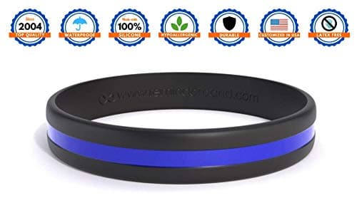 Reminderband Thin Blue Line Bracelet – Silicone Rubber Wristband for Men & Women Blue Silicone Bracelet for Police Graduation Gifts, Retirement, Events, Awareness thumbnail 2