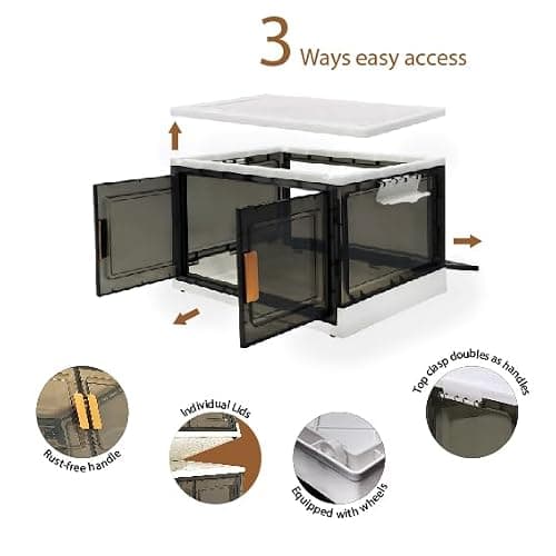 Vertical Box 86L Plastic Storage Cabinet with Wheels, Stackable and Collapsible Storage Boxes with Individual Lids, Toy Storage Container with Doors, Wardrobe, Home Office Organiser (Pack of 1) thumbnail 4