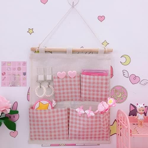 MBVBN Kawaii Stuff for Room Kawaii Organizer Kawaii Pink Room Decor Kawaii Wall Decor Kawaii Room Decor Pastel Kawaii Accessories for Room (Small,Pink) thumbnail 2